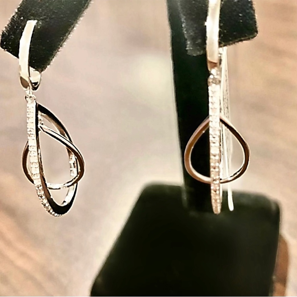 Diamond Interlocking Drop Earrings